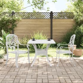 3 Piece Bistro Set White Cast Aluminum (color: White)