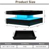 LED Coffee Table for Living Room with Storage - High Glossy Modern White Center Table with 2 Drawers, Square Wooden Middle