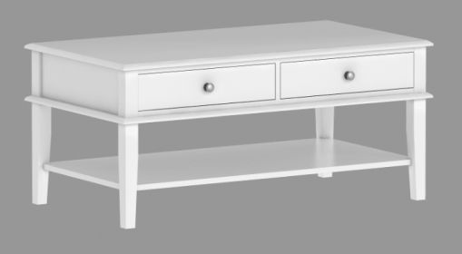Modern White / Black Coffee Table with Storage Shelf and 2 Drawers for Living Room, Wood Small Coffee Table with Large Storage Space, Easy Assembly (color: White)