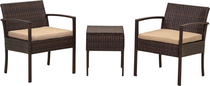 (Only for Pickup)3 Piece Rattan sofa set (color: Yellow)