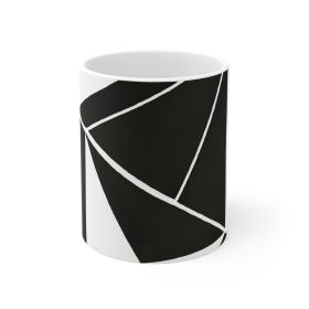 Decorative Ceramic Coffee Mug 15oz, Black And White Geometric Pattern (Size: 11oz)