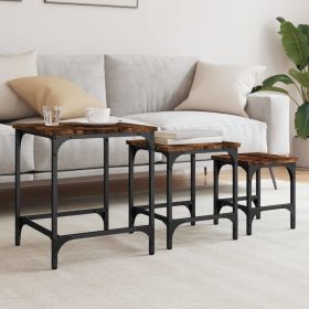 Nesting Coffee Tables 3 pcs Smoked Oak Engineered Wood (color: Brown)