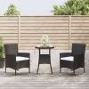 3 Piece Patio Bistro Set with Cushions Black Poly Rattan