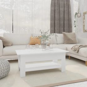 Coffee Table White 40.2"x21.7"x16.5" Engineered Wood (color: White)