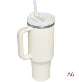 40 oz. With Logo Stainless Steel Thermos Handle Water Glass With Lid And Straw Beer Glass Car Travel Kettle Outdoor Water Bottle (Capacity: 1200ml, color: A6)