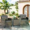 Outdoor Chairs, 3 Piece Patio Furniture, Small Front Porch Bistro Sets, Cushioned Patio Chairs Conversation Sets &Glass Table