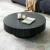 Round Coffee Table Wood End Tables for Living Room,Modern Circle Fluted Drum Side Tables, Easy Assembly,minimalist Coffee Table