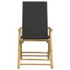 3 Piece Folding Bistro set with Dark Gray Cushions Bamboo