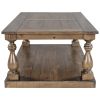 Rustic Floor Shelf Coffee Table with Storage; Solid Pine Wood
