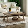 Rustic Floor Shelf Coffee Table with Storage; Solid Pine Wood