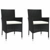 3 Piece Patio Bistro Set with Cushions Black Poly Rattan