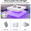 LED Coffee Table for Living Room with Storage - High Glossy Modern White Center Table with 2 Drawers, Square Wooden Middle