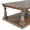 Rustic Floor Shelf Coffee Table with Storage; Solid Pine Wood
