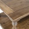 Rustic Floor Shelf Coffee Table with Storage; Solid Pine Wood