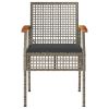 3 Piece Bistro Set with Cushions Gray Poly Rattan Acacia Wood