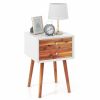 Mid-Century Wooden Multipurpose End Table with 2 Storage Drawers