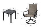 MEOOEM Patio Textilene Dining Set  Bistro Set Outdoor Furniture Square Bistro Metal Table Side/End Table and Dining Chairs
