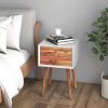 Mid-Century Wooden Multipurpose End Table with 2 Storage Drawers