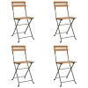 5 Piece Folding Bistro Set Solid Wood Acacia and Steel