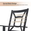 MEOOEM Patio Dining Set  Outdoor Furniture Square Bistro Metal Table Side Table and Metal Stackable Chairs, Black